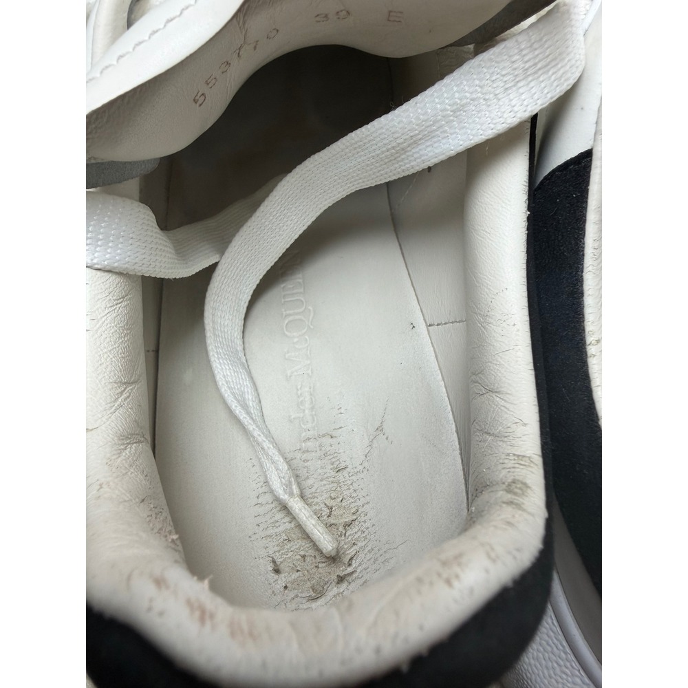 Alexander McQueen White Leather Sneakers with Black Heel - Picture 14 of 16